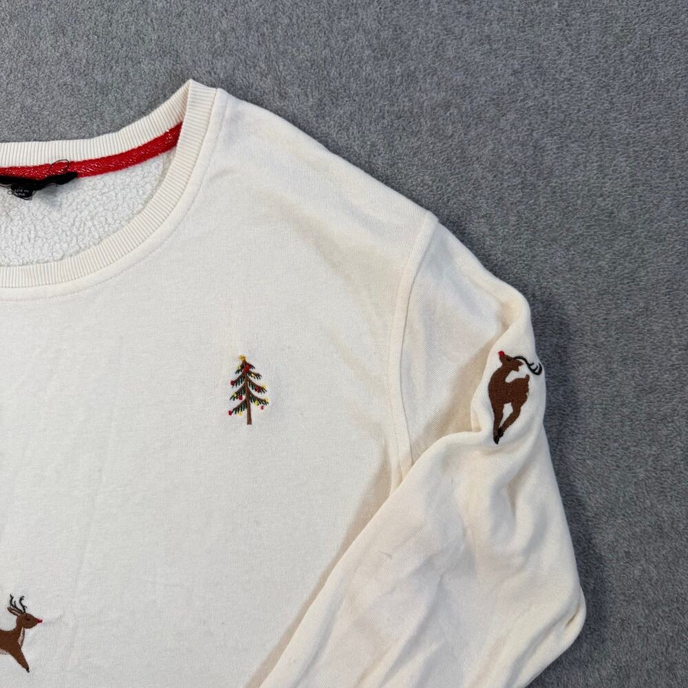 Jane + Delancey Women's Medium Cream Christmas Holiday Embroidered Sweatshirt - Picture 5 of 10